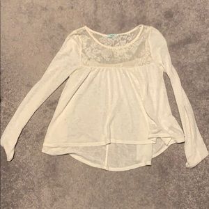 White Sweater with Lace Neckline